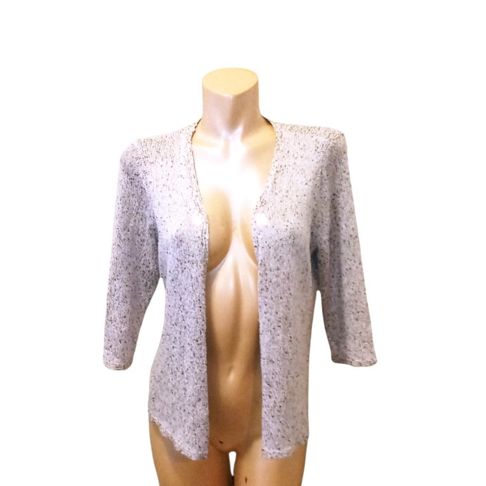 NIC & ZOE SILVER SEQUENCED CARDIGAN SIZE LARGE